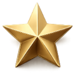 Gold star on a white background