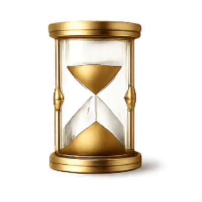 Gold hourglass on a white background
